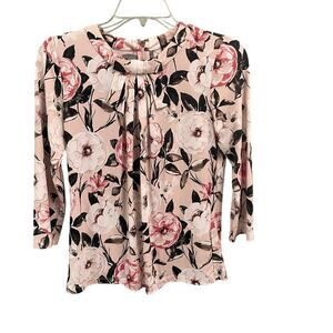 Karl Lagerfeld Paris Sz Petite Small Pink Floral Top Blush Office Spring Dressy